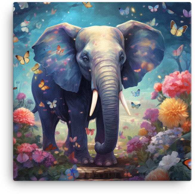 Enchanted Garden Elephant Canvas Wall Art
