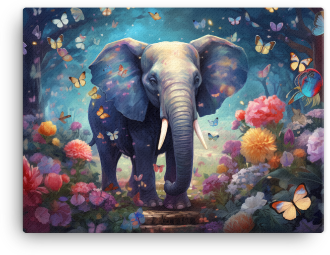 Enchanted Garden Elephant Canvas Wall Art