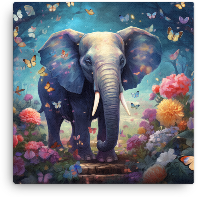 Enchanted Garden Elephant Canvas Wall Art