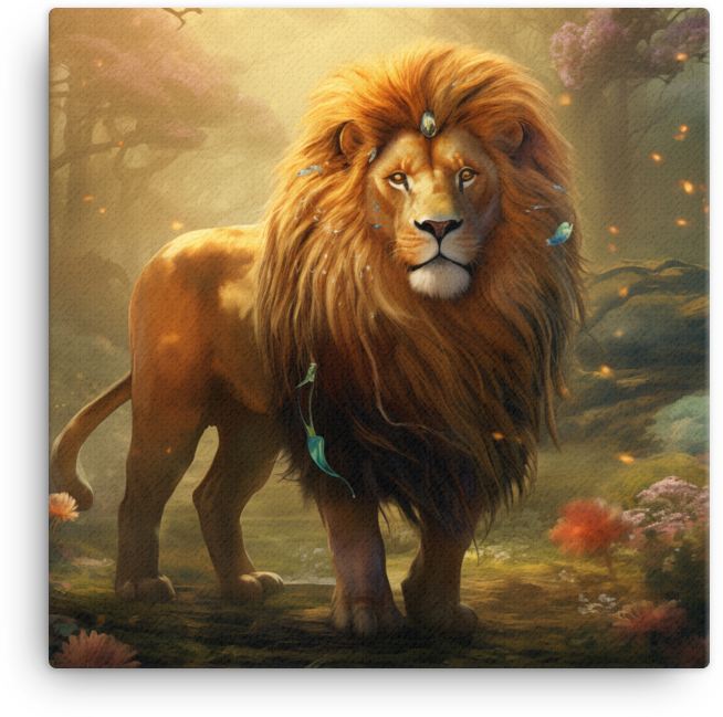 Enchanted Grove Lion Canvas Wall Art