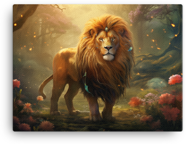 Enchanted Grove Lion Canvas Wall Art