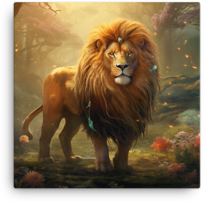 Enchanted Grove Lion Canvas Wall Art