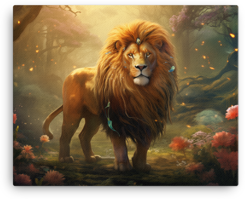 Enchanted Grove Lion Canvas Wall Art