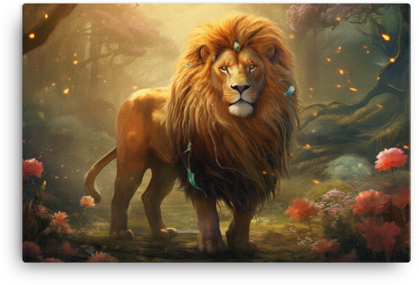 Enchanted Grove Lion Canvas Wall Art