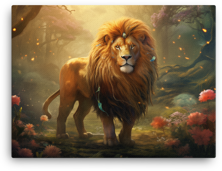 Enchanted Grove Lion Canvas Wall Art