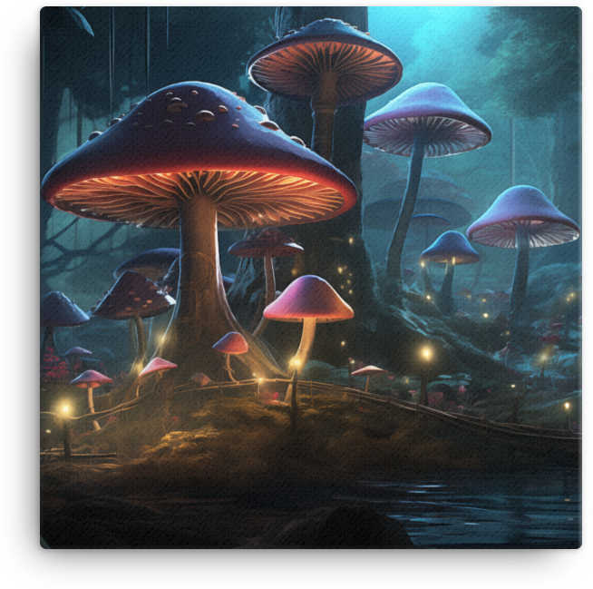 Enchanted Mushroom Forest Illumination Canvas