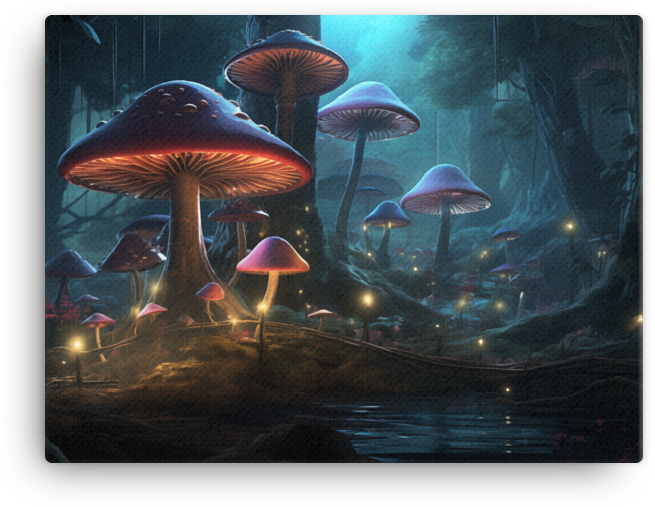 Enchanted Mushroom Forest Illumination Canvas