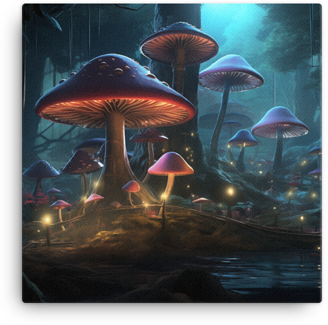 Enchanted Mushroom Forest Illumination Canvas