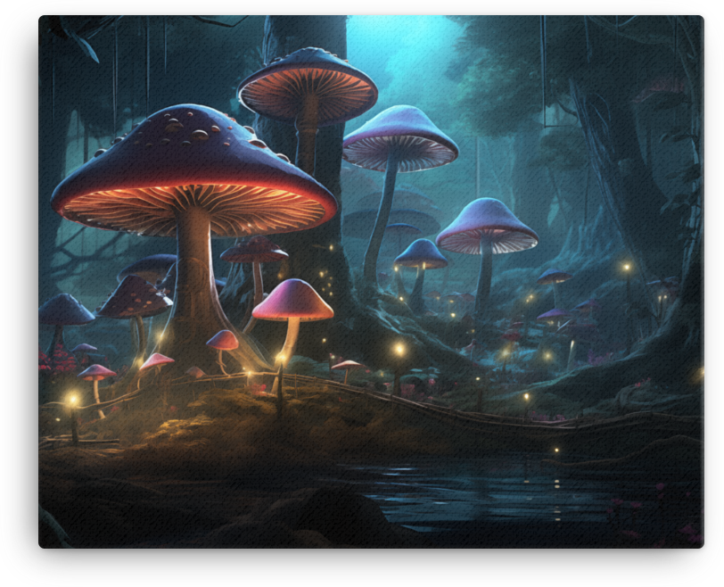 Enchanted Mushroom Forest Illumination Canvas