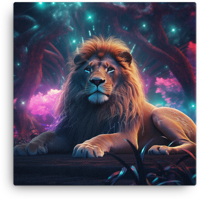 Enchanted Twilight Sovereign Lion Canvas Wall Art