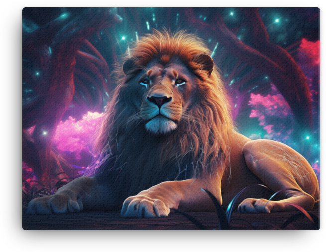 Enchanted Twilight Sovereign Lion Canvas Wall Art