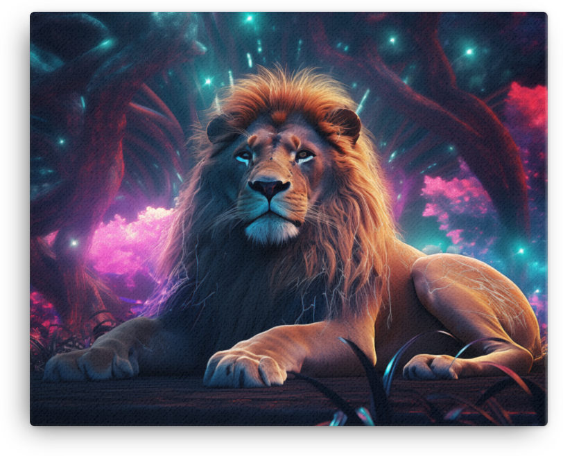 Enchanted Twilight Sovereign Lion Canvas Wall Art
