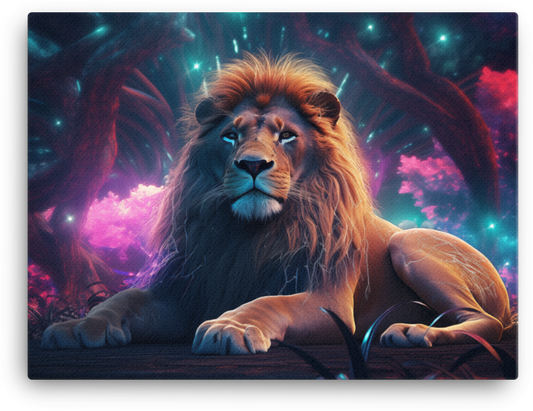 Enchanted Twilight Sovereign Lion Canvas Wall Art