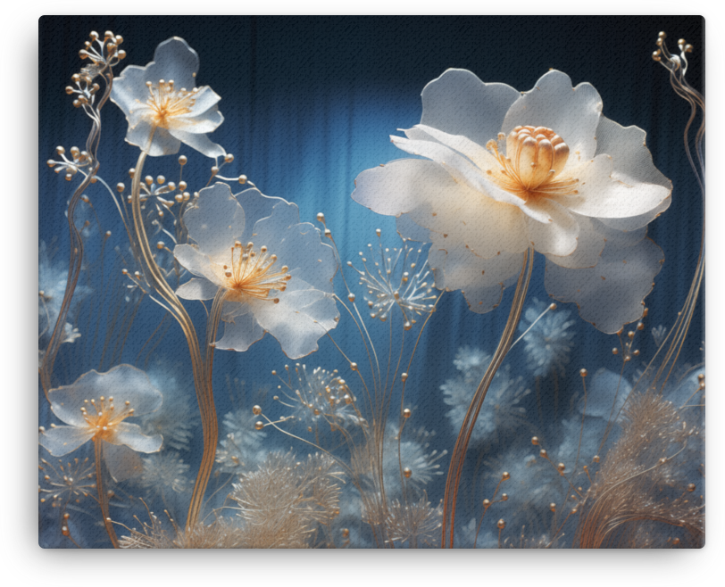 Ethereal Blue Wildflowers in Moonlight Canvas