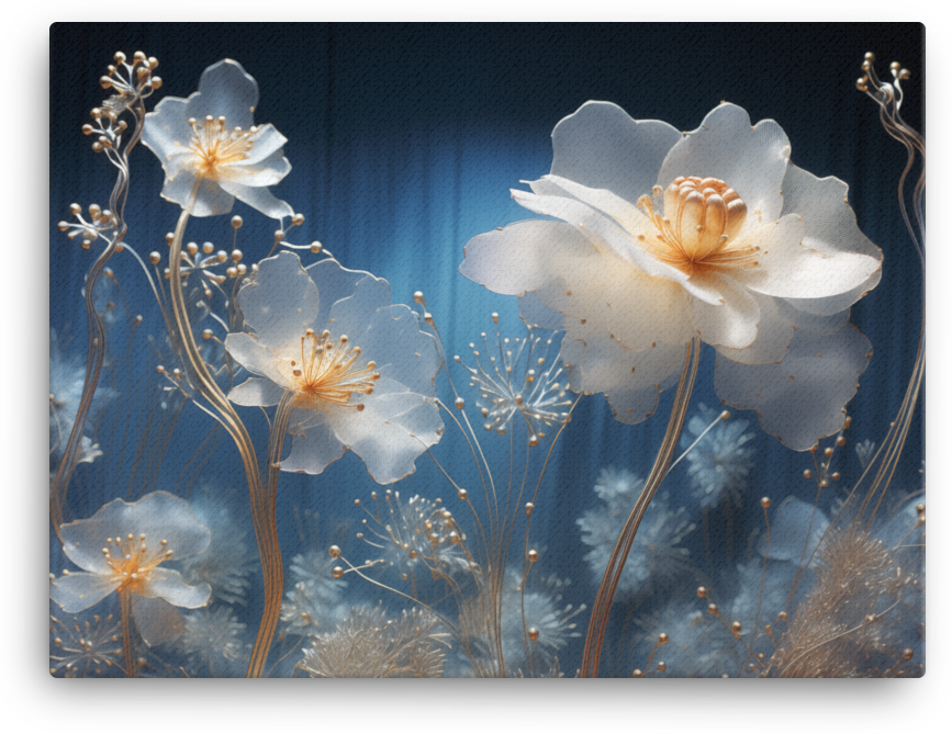 Ethereal Blue Wildflowers in Moonlight Canvas