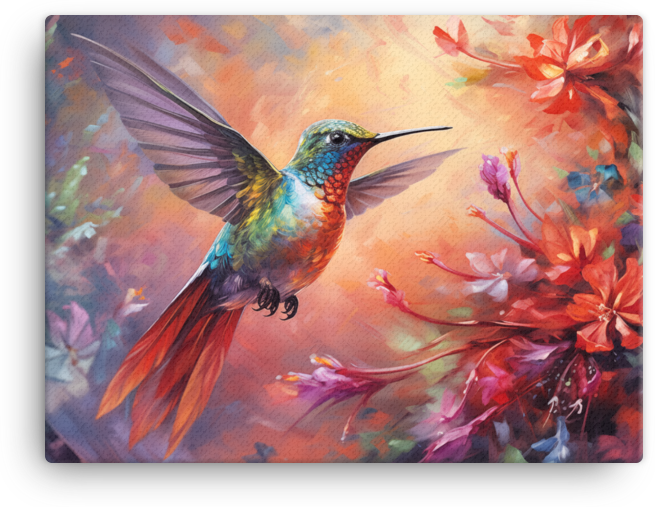 Ethereal Hummingbird Dance Canvas Wall Art