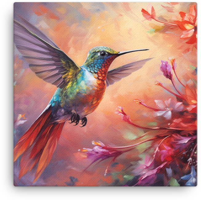 Ethereal Hummingbird Dance Canvas Wall Art