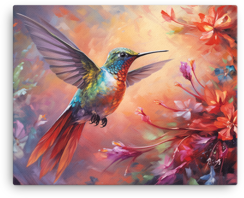 Ethereal Hummingbird Dance Canvas Wall Art