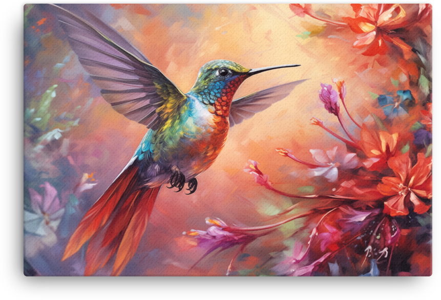 Ethereal Hummingbird Dance Canvas Wall Art