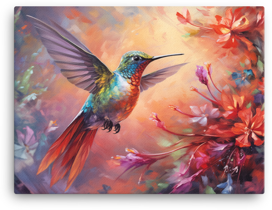Ethereal Hummingbird Dance Canvas Wall Art
