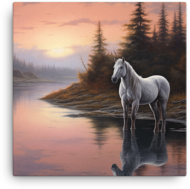 Evening Reflection Horse Canvas Wall Art