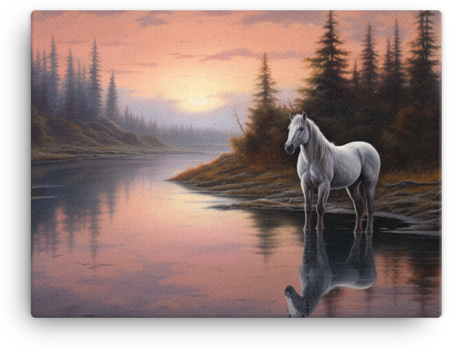 Evening Reflection Horse Canvas Wall Art