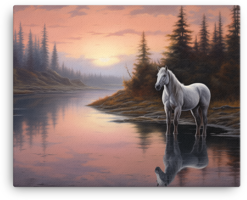 Evening Reflection Horse Canvas Wall Art
