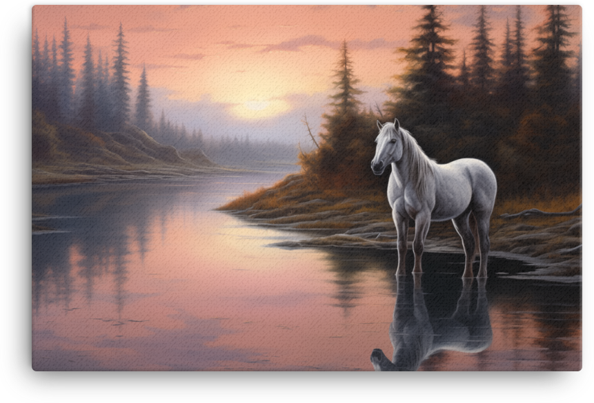 Evening Reflection Horse Canvas Wall Art