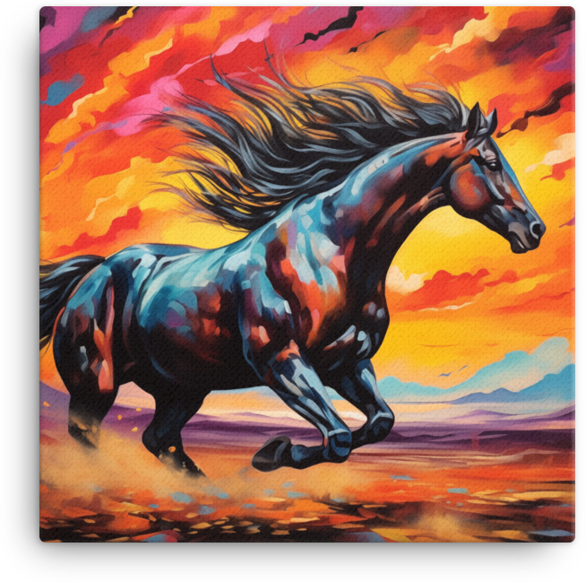 Fiery Twilight Gallop Canvas Wall Art