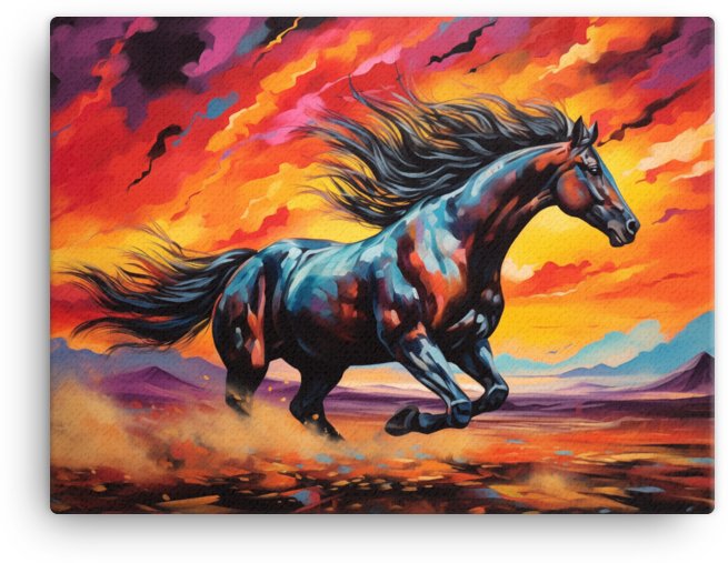 Fiery Twilight Gallop Canvas Wall Art