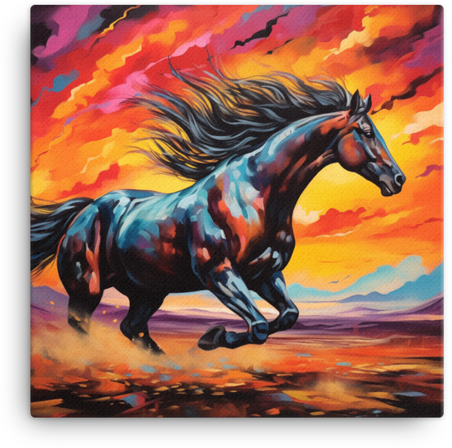Fiery Twilight Gallop Canvas Wall Art