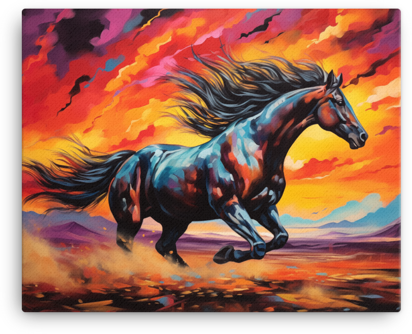 Fiery Twilight Gallop Canvas Wall Art