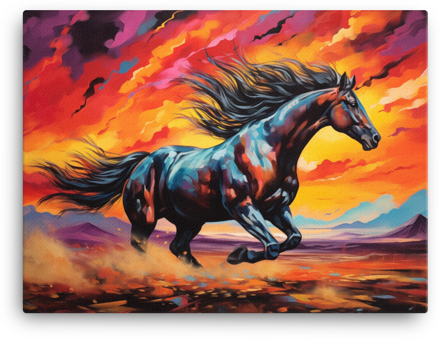 Fiery Twilight Gallop Canvas Wall Art