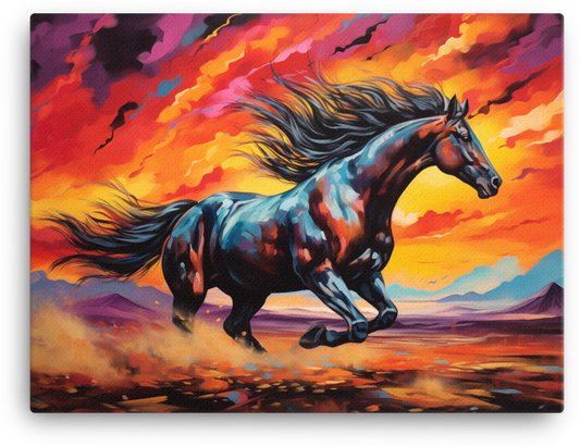 Fiery Twilight Gallop Canvas Wall Art