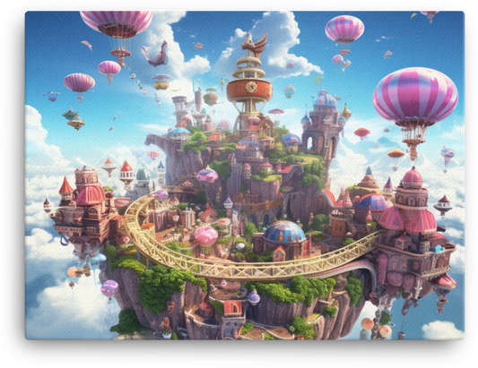Floating City with Hot Air Balloons Canvas