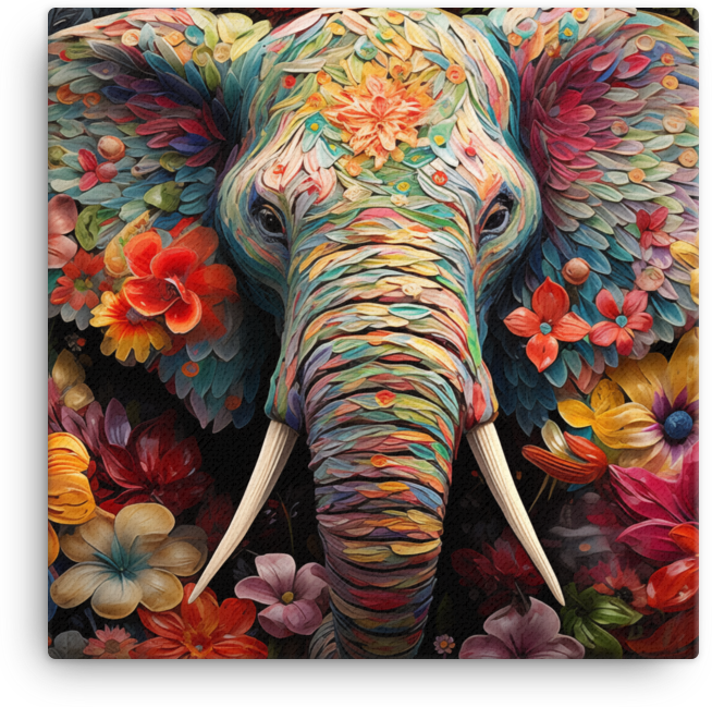 Floral Fantasy Elephant Canvas Wall Art