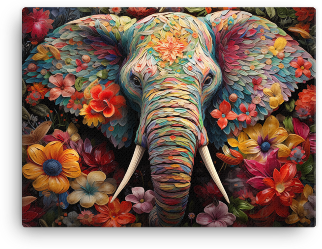 Floral Fantasy Elephant Canvas Wall Art
