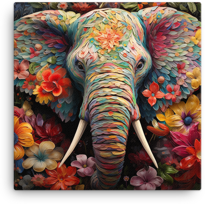 Floral Fantasy Elephant Canvas Wall Art
