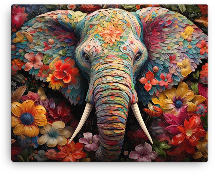 Floral Fantasy Elephant Canvas Wall Art