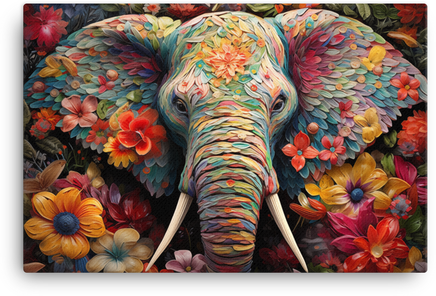Floral Fantasy Elephant Canvas Wall Art