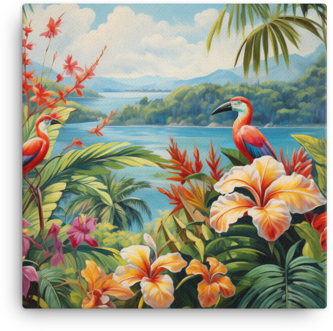 Floral Lakeside Canvas Wall Art wall art
