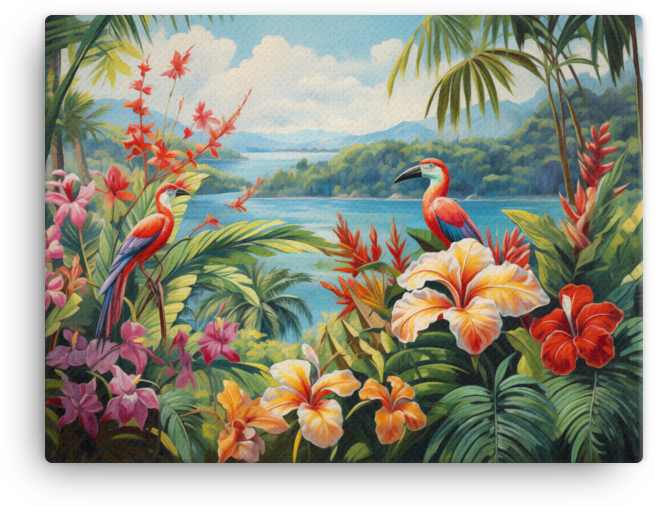 Floral Lakeside Canvas Wall Art wall art