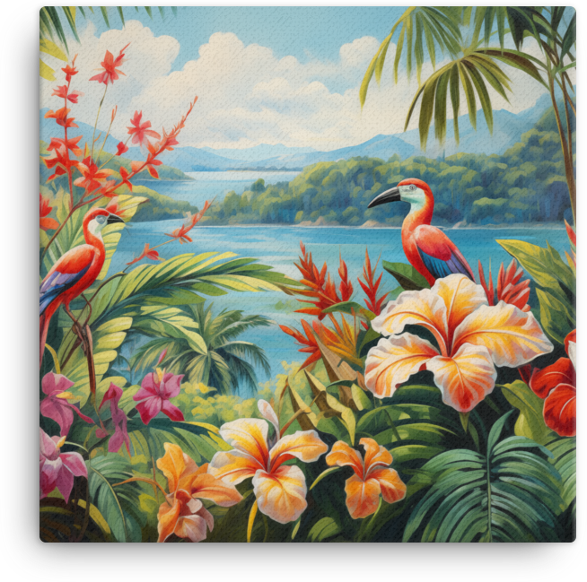 Floral Lakeside Canvas Wall Art wall art