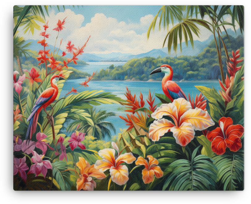 Floral Lakeside Canvas Wall Art wall art