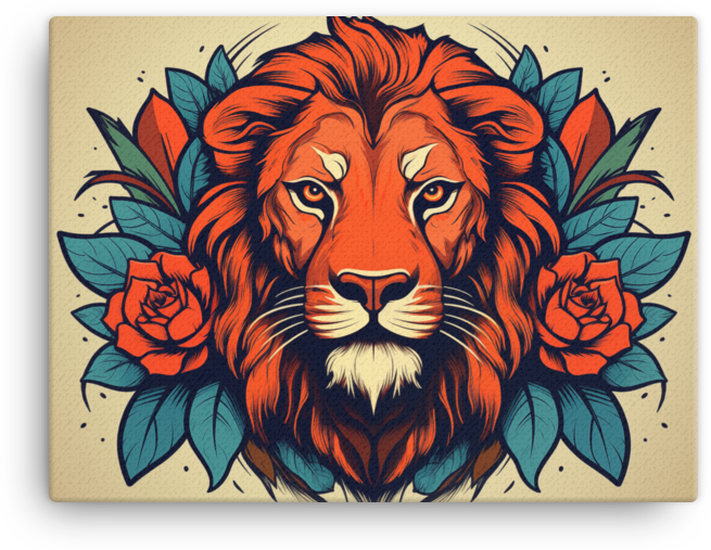 Floral Majesty Lion Canvas Wall Art