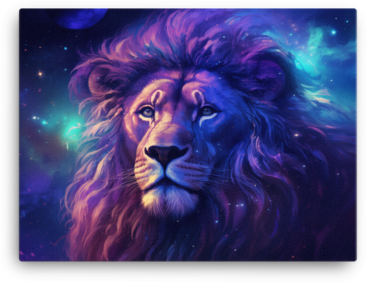 Galactic Mane Lion Canvas Wall Art
