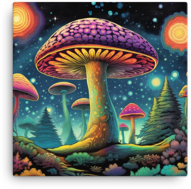 Galactic Mushroom Awakening Canvas