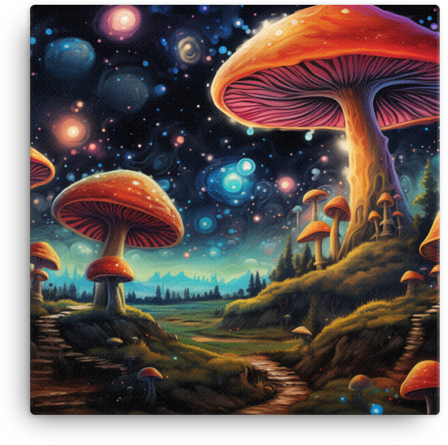 Galactic Mushroom Trail Canvas