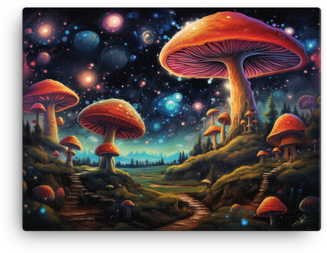 Galactic Mushroom Trail Canvas