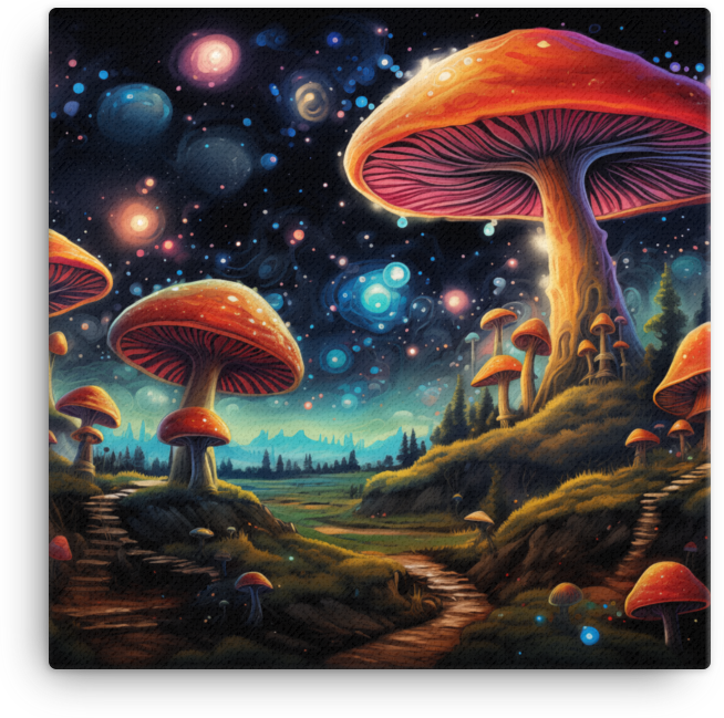 Galactic Mushroom Trail Canvas